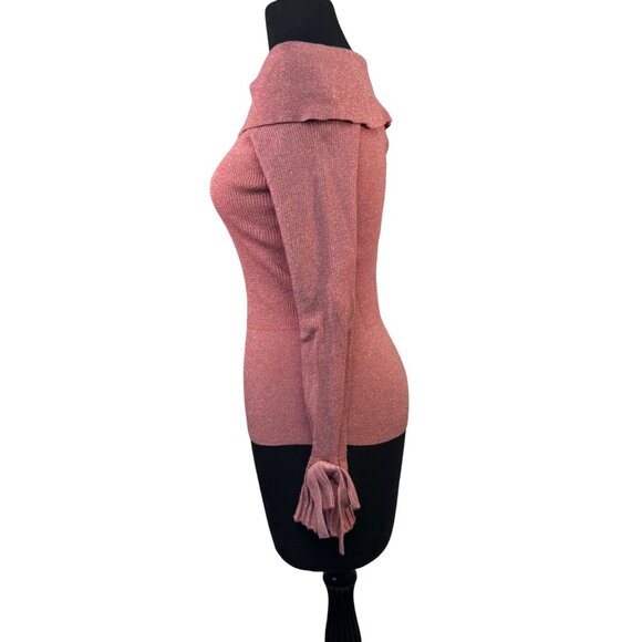 7th Avenue Design Studio Womens  Size XS Pink Metallic Off-Shoulder Sweater - Picture 3 of 8